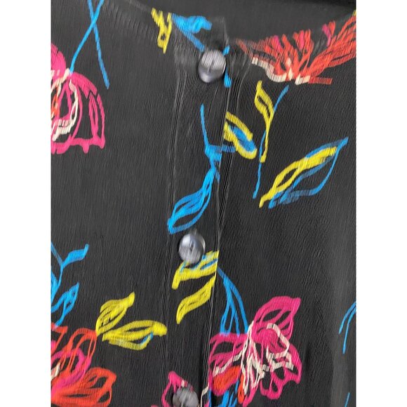 Vikki Vi Slinky Knit Floral Black Floral Button Up Tunic Top Plus size 1X USA - Picture 15 of 15